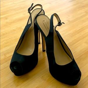 Black peep toe pumps